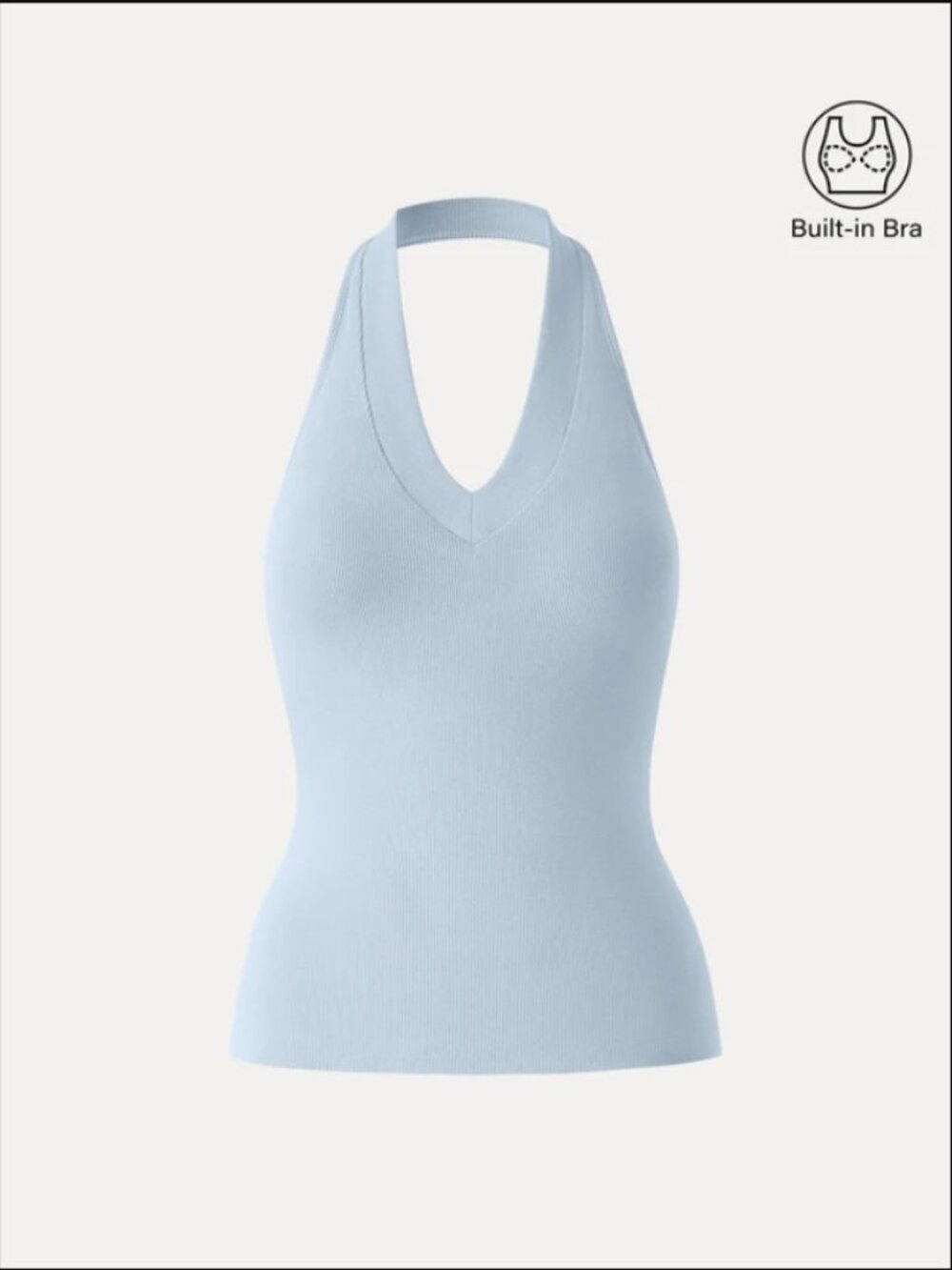 Plantive Halter Neck Open Back Bra Tank - Powder Blue